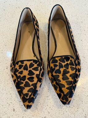Ann Taylor Leopard Print Pointed Toe Flats - Brown/Black